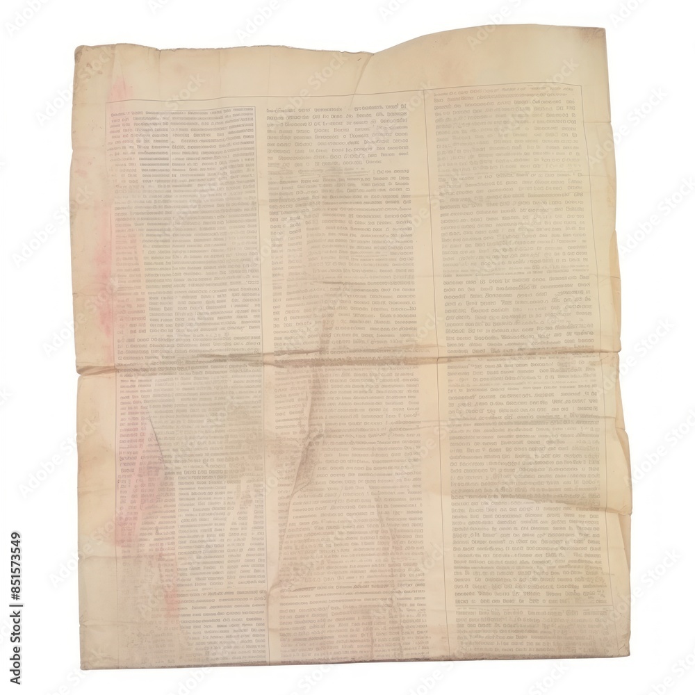 Newspaper ripped paper text diaper page.