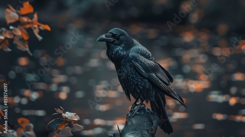 Dark scene of crow in nature