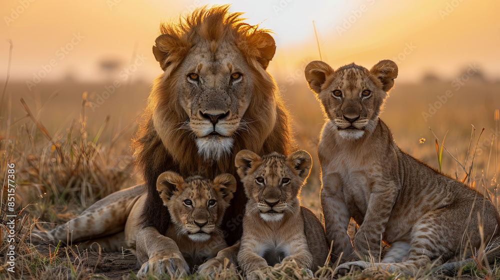 lion family in the natural environment lion family in the natural environment