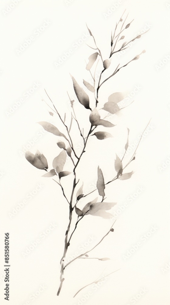 Fototapeta premium Drawing sketch plant white.