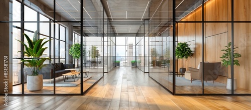 Modern Office Interior with Glass Walls © dheograft