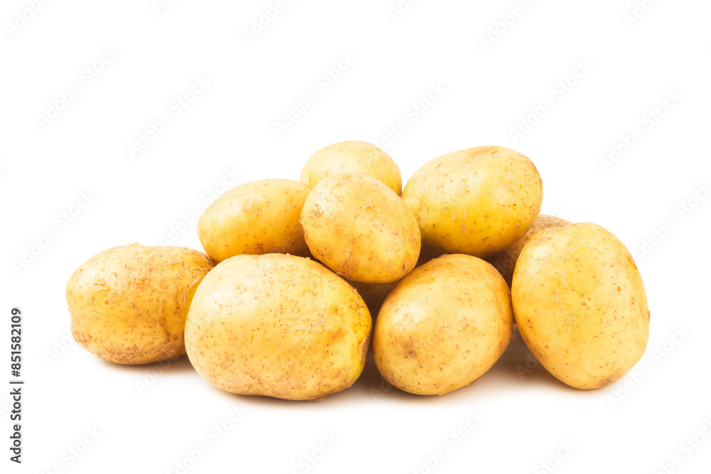Young potatoes. Raw potatoes isolated on white background.Peel potatoes.Harvesting collection. organic, freshly dug potatoes. Agricultural background. Vegan. Vegetables.Potato slices. Young potatoes. Raw potatoes isolated on white background.Peel potatoes.Harvesting collection. organic, freshly dug potatoes. Agricultural background. Vegan. Vegetables.Potato slices.