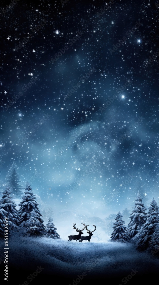 Fototapeta premium Deers silouhette night christmas outdoors.