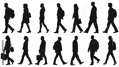 歩く人々のシルエット 人物アイコン集