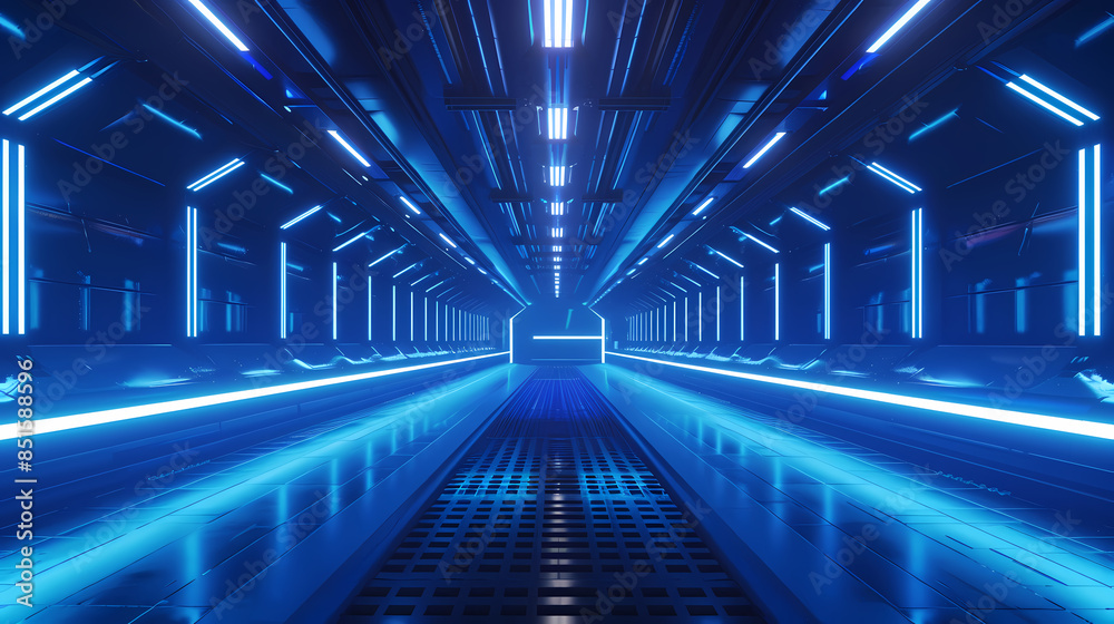 Blue glowing sci-fi corridor Blue glowing sci-fi corridor
