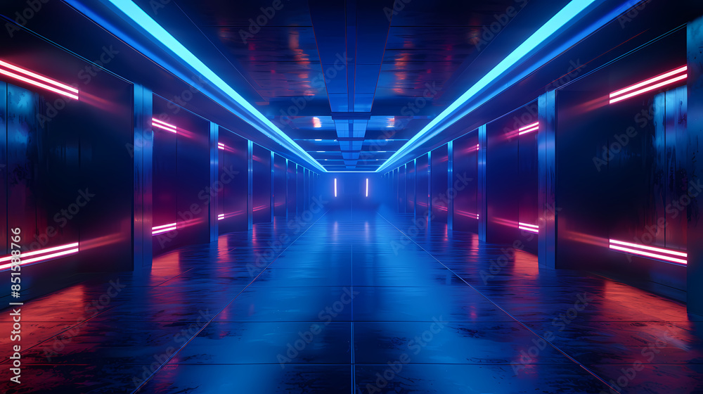 Blue glowing sci-fi corridor Blue glowing sci-fi corridor