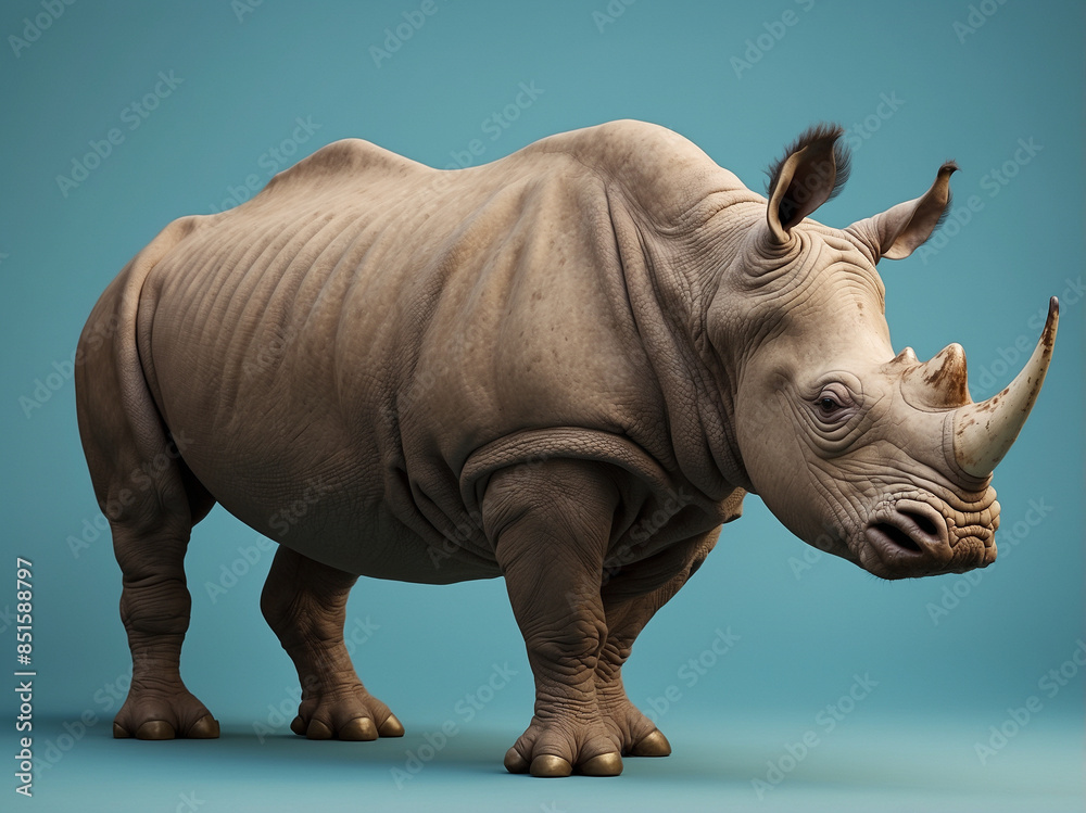 Obraz premium A rhinocero on a solid color background