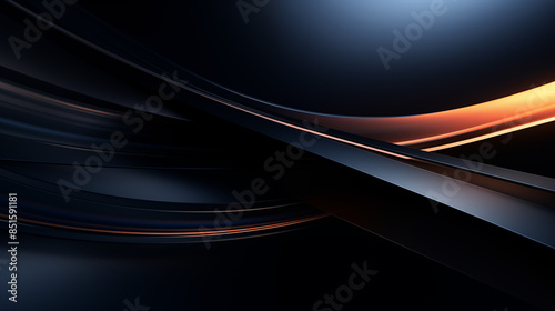 Sleek Dark Curved Lines with Orange Accents