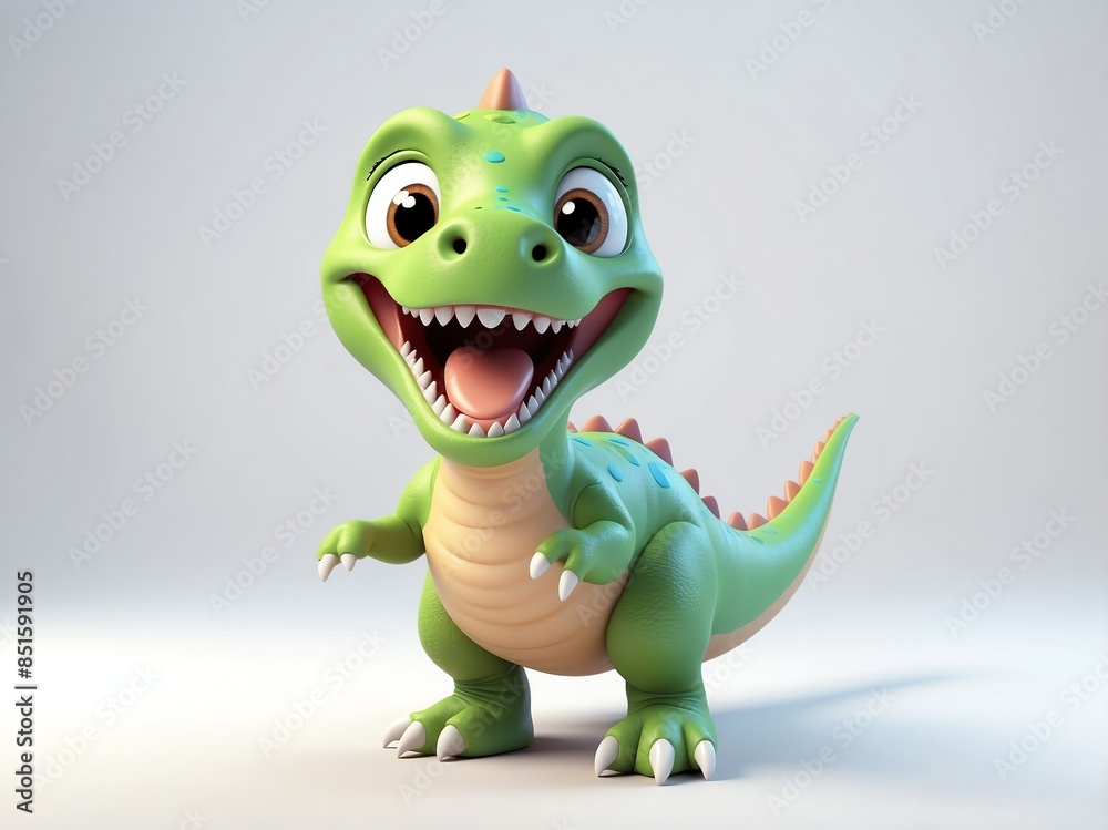 Fototapeta premium smiling dinosaur cute d art illustration in plain white background