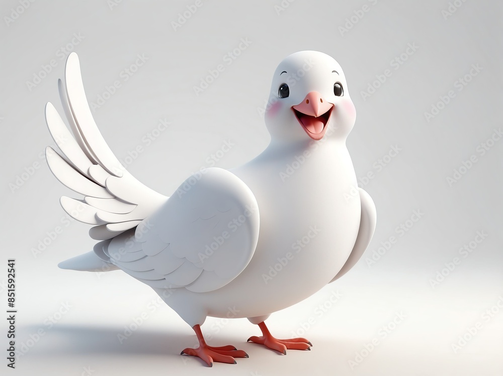 smiling dove cute d art illustration in plain white background smiling dove cute d art illustration in plain white background