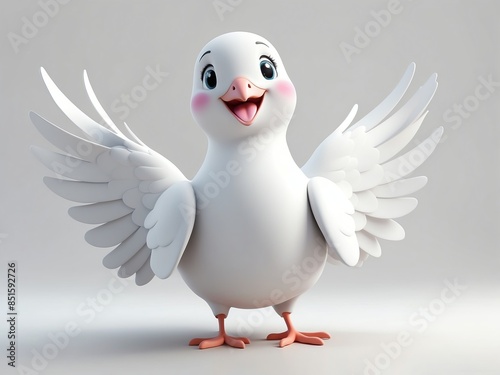 smiling dove cute d art illustration in plain white background