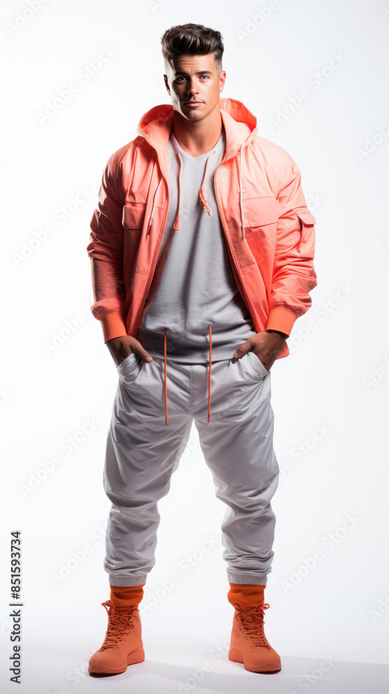 Fototapeta premium generated illustration of man wearing sport wear against white background