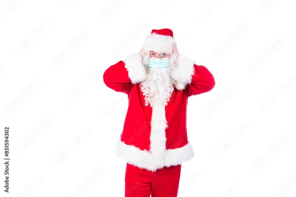 Colds and flu. Santa Claus and health care. White background. Colds and flu. Santa Claus and health care. White background.