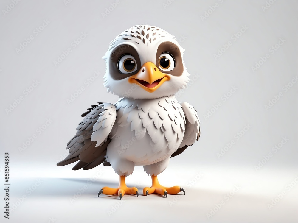 smiling falcon cute d art illustration in plain white background smiling falcon cute d art illustration in plain white background