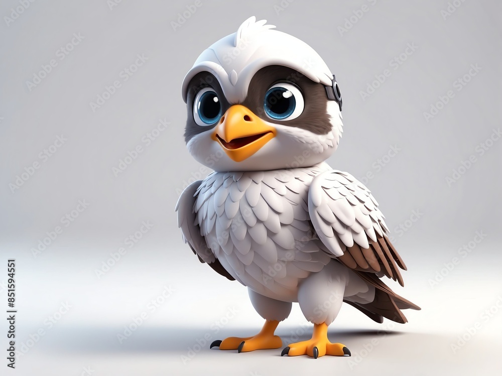 smiling falcon cute d art illustration in plain white background smiling falcon cute d art illustration in plain white background