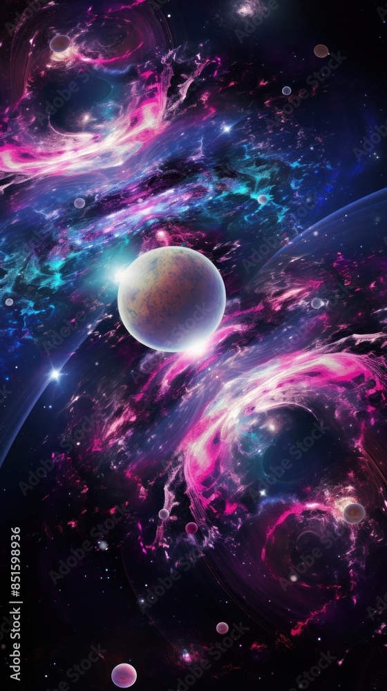 Obraz premium Space with planets and planets astronomy universe outdoors.