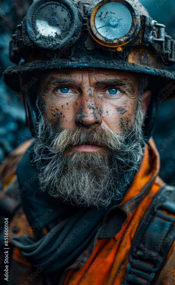 Coal miner with beard and helmet Coal miner with beard and helmet