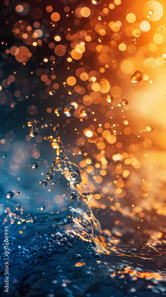Water and fire elements collide to create a dynamic splash of color Water and fire elements collide to create a dynamic splash of color