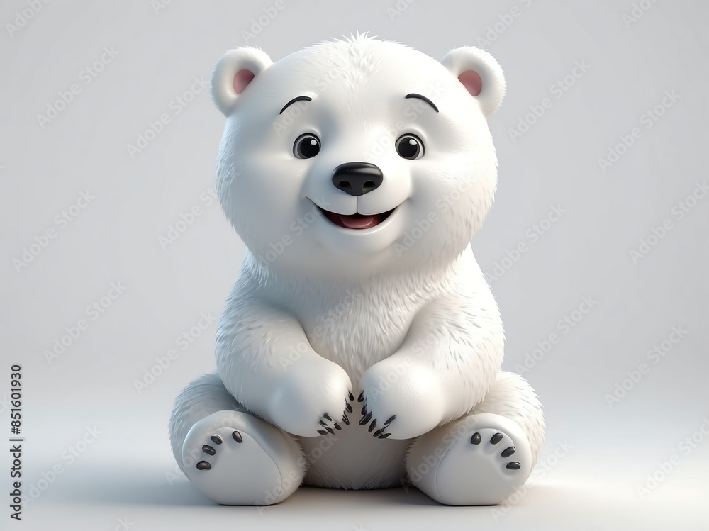 smiling polar bear cute d art illustration in plain white background smiling polar bear cute d art illustration in plain white background