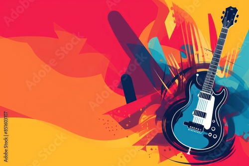 Illustration of graphic background backgrounds guitar music. photo