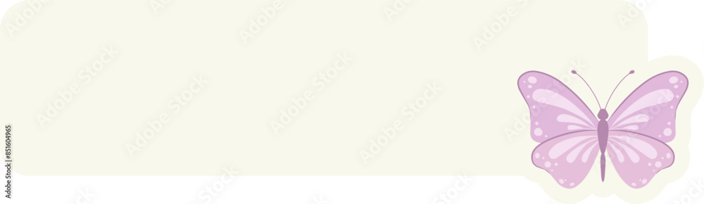 Butterfly Text Box Header Cute Title Label Rectangle Background
