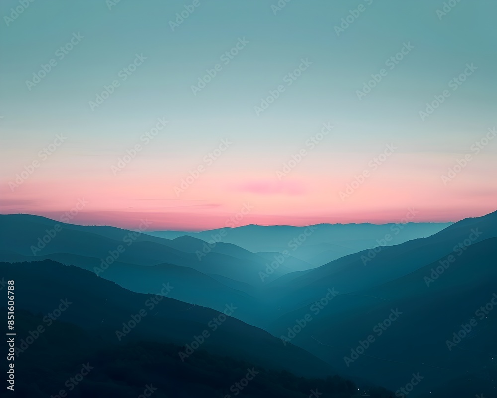 Fototapeta premium Majestic Silhouettes Mountain Range at Twilight Reflecting Serene Natural Beauty