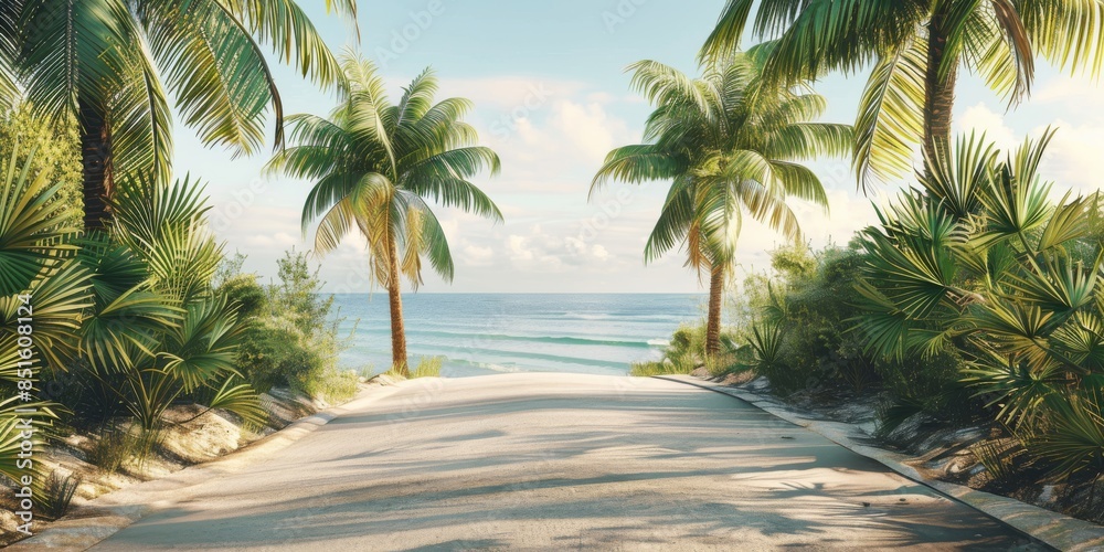 Fototapeta premium bike bicycle on backdrop of the sea and palm trees 