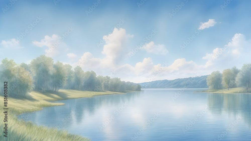 Fototapeta premium lake and sky in summer