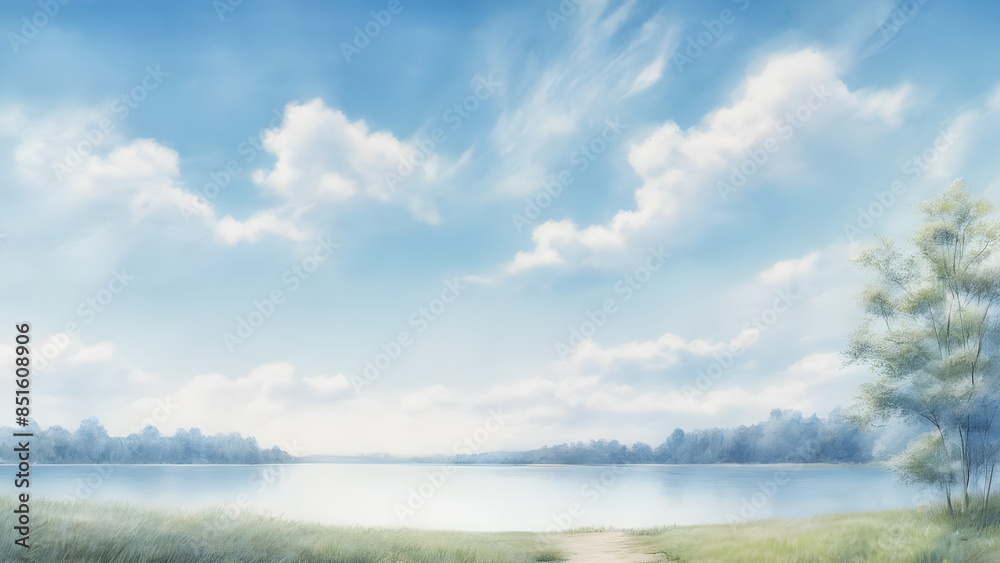 Obraz premium lake and sky in summer