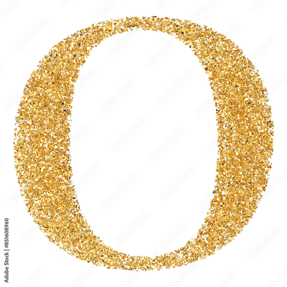 Golden Glitter 3D Font Letter O uppercase Golden Glitter 3D Font Letter O uppercase