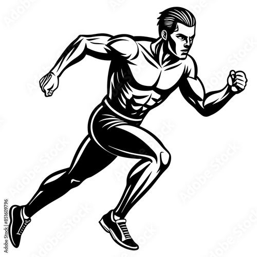 a-male-athlete-running-in-the-morning-line-art-vec