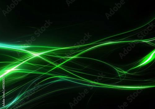 Abstract green light on black background, light abstract background