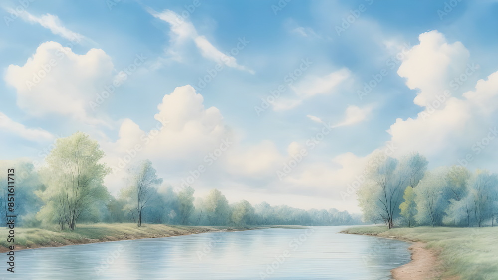 Fototapeta premium river and sky in summer