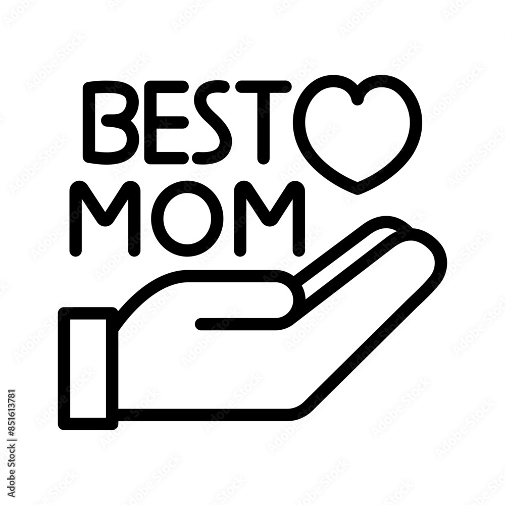 Best mom hand line icon. Mothers day icon. Mother's day icon isolated on white background. Transparent background, minimalist symbol. Vector images Best mom hand line icon. Mothers day icon. Mother's day icon isolated on white background. Transparent background, minimalist symbol. Vector images