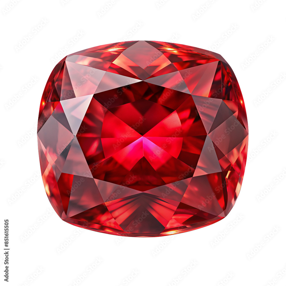 Red Ruby Gemstone with Intricate Facets, isolated on white transparent background, png element Red Ruby Gemstone with Intricate Facets, isolated on white transparent background, png element