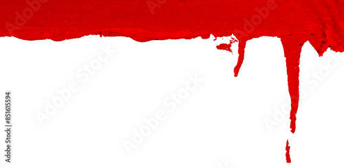 red paint brush stroke with drip border