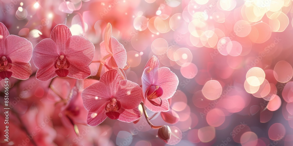 Pink Orchid Blossoms in a Romantic Bokeh Pink Orchid Blossoms in a Romantic Bokeh