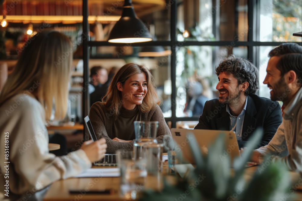 Happy businesspeople collaborative working team in a new project at meeting room in office Happy businesspeople collaborative working team in a new project at meeting room in office