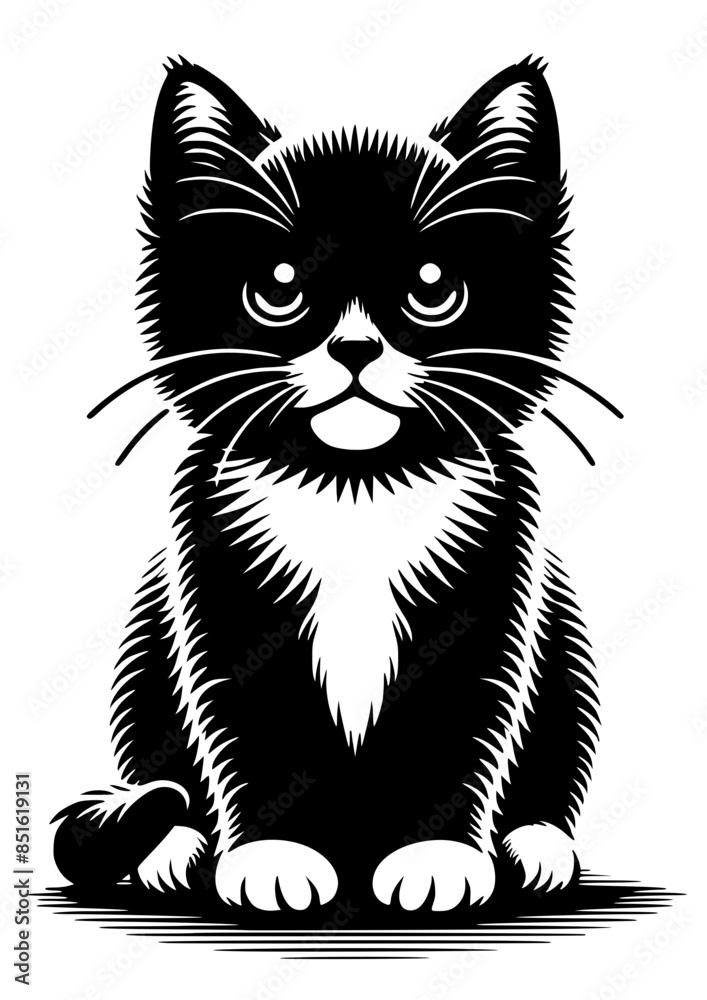 Obraz premium Kitten SVG, Cat SVG, Animal SVG, Cute Kitten SVG, Curious kitten SVG, Pet SVG, Kitten Silhouette, Kitten Vector, Clipart, Cut file for Cricut SVG, JPG, PNG