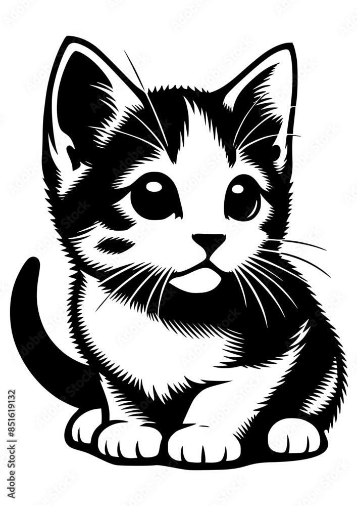 Obraz premium Kitten SVG, Cat SVG, Animal SVG, Cute Kitten SVG, Curious kitten SVG, Pet SVG, Kitten Silhouette, Kitten Vector, Clipart, Cut file for Cricut SVG, JPG, PNG