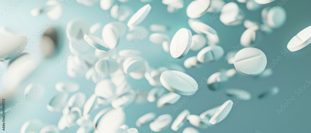 White capsules drift lightly through a tranquil blue backdrop, presenting a serene and medically reassuring image of advanced healthcare. White capsules drift lightly through a tranquil blue backdrop, presenting a serene and medically reassuring image of advanced healthcare.