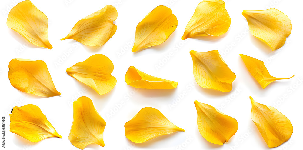 Collection of soft yellow flower petals isolated Collection of soft yellow flower petals isolated