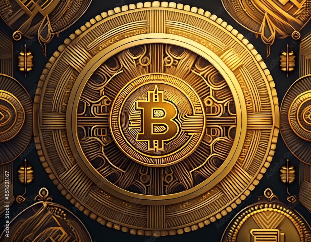 Obraz premium bitcoin coin exploding on gold solid background, concept for crypto currency and finances 