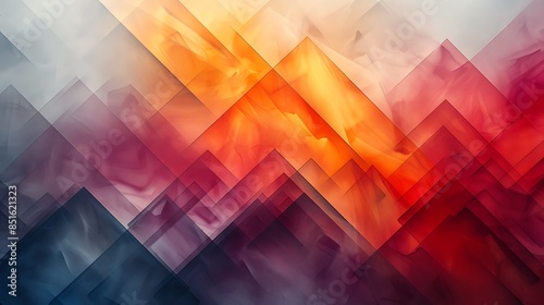 An abstract background featuring parallelograms stacked to create a cascading effect, vibrant hues of red and orange, hd quality, digital art, high contrast, geometric design, modern aesthetic photo