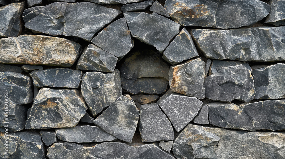 Fototapeta premium A gray stone wall with a round hole in the center