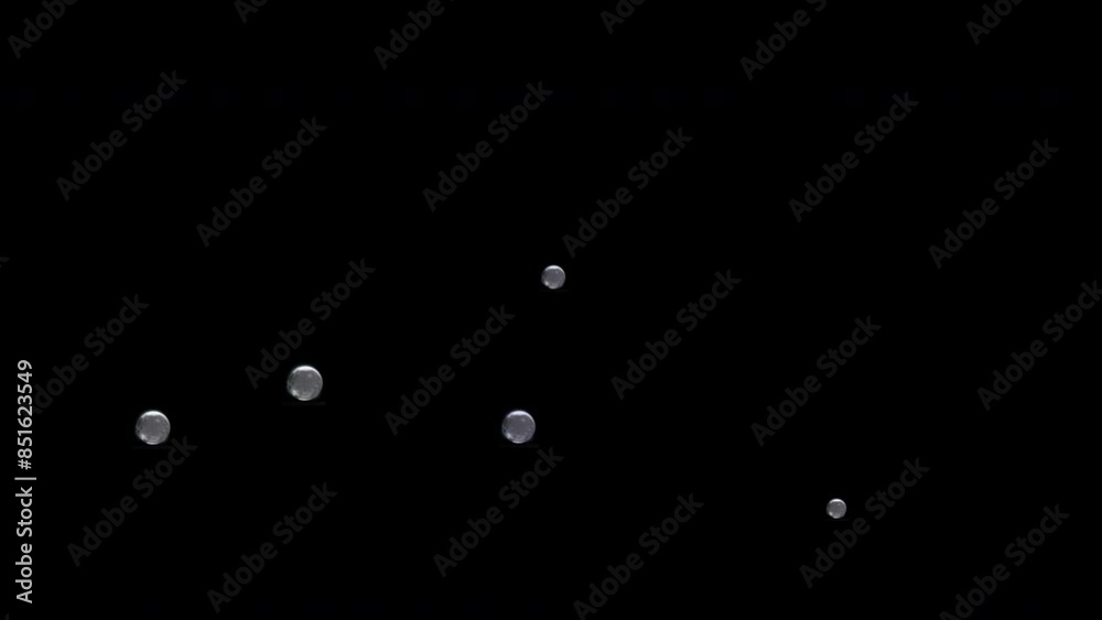 Abstract Bubbles Floating On Black Background. Bubbles rising up slow motion 4K 3D Animation on Black background. Free floating bubbles Background.