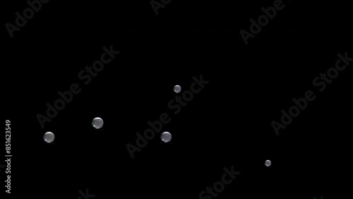 Abstract Bubbles Floating On Black Background. Bubbles rising up slow motion 4K 3D Animation on Black background. Free floating bubbles Background.