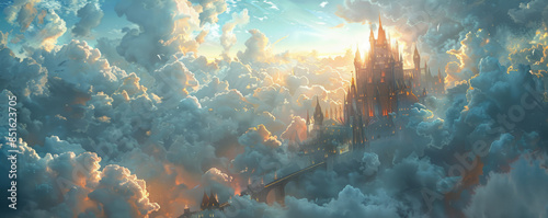A magical castle in the clouds. photo