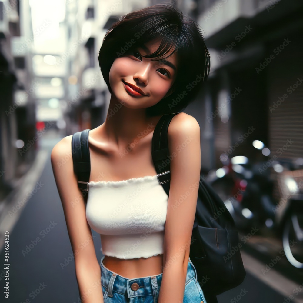 beautiful Japanese girl, slim body, beautiful smile, with black hair short to the ears 8 beautiful Japanese girl, slim body, beautiful smile, with black hair short to the ears 8
