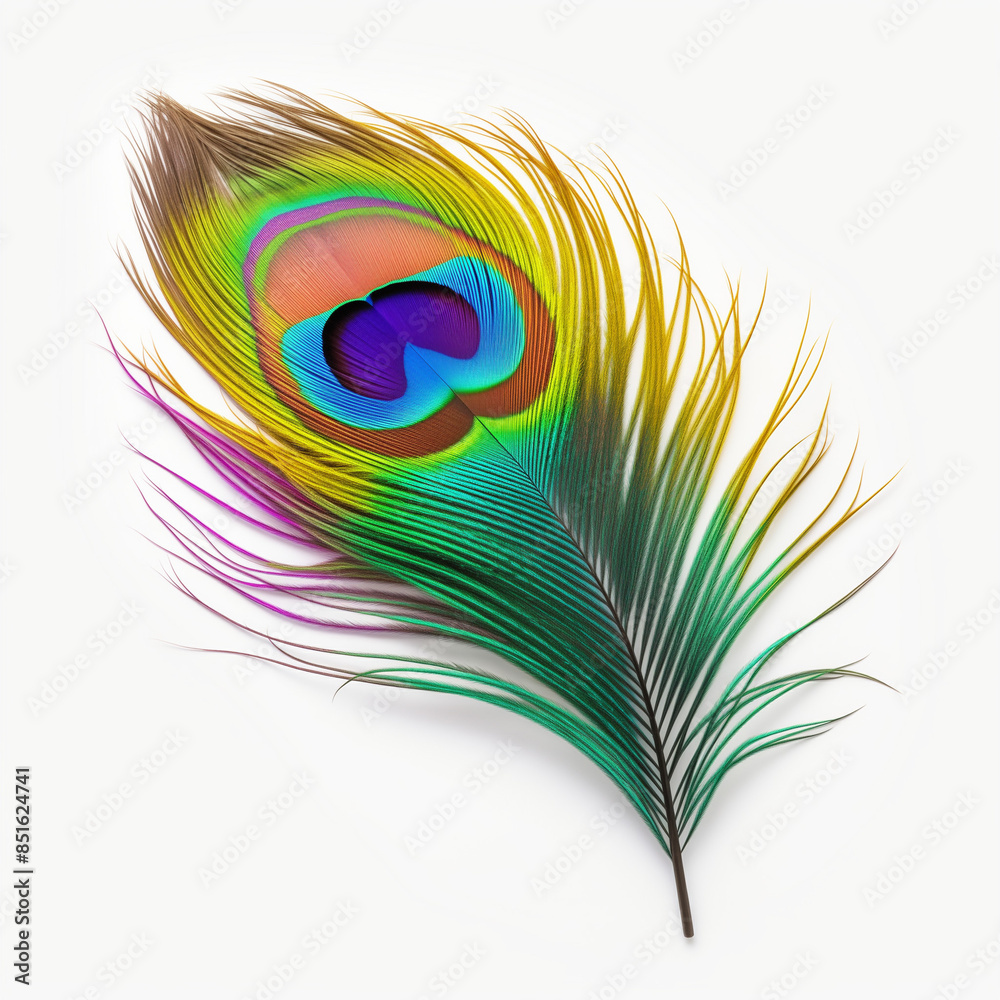 Obraz premium peacock feather isolated on white